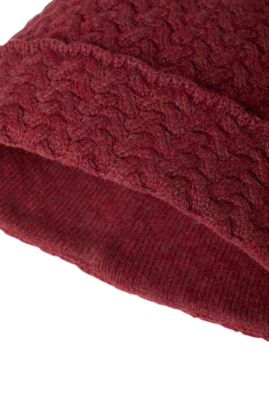 Shandy Cable Knit Wool Beanie - Cherry Red - 2
