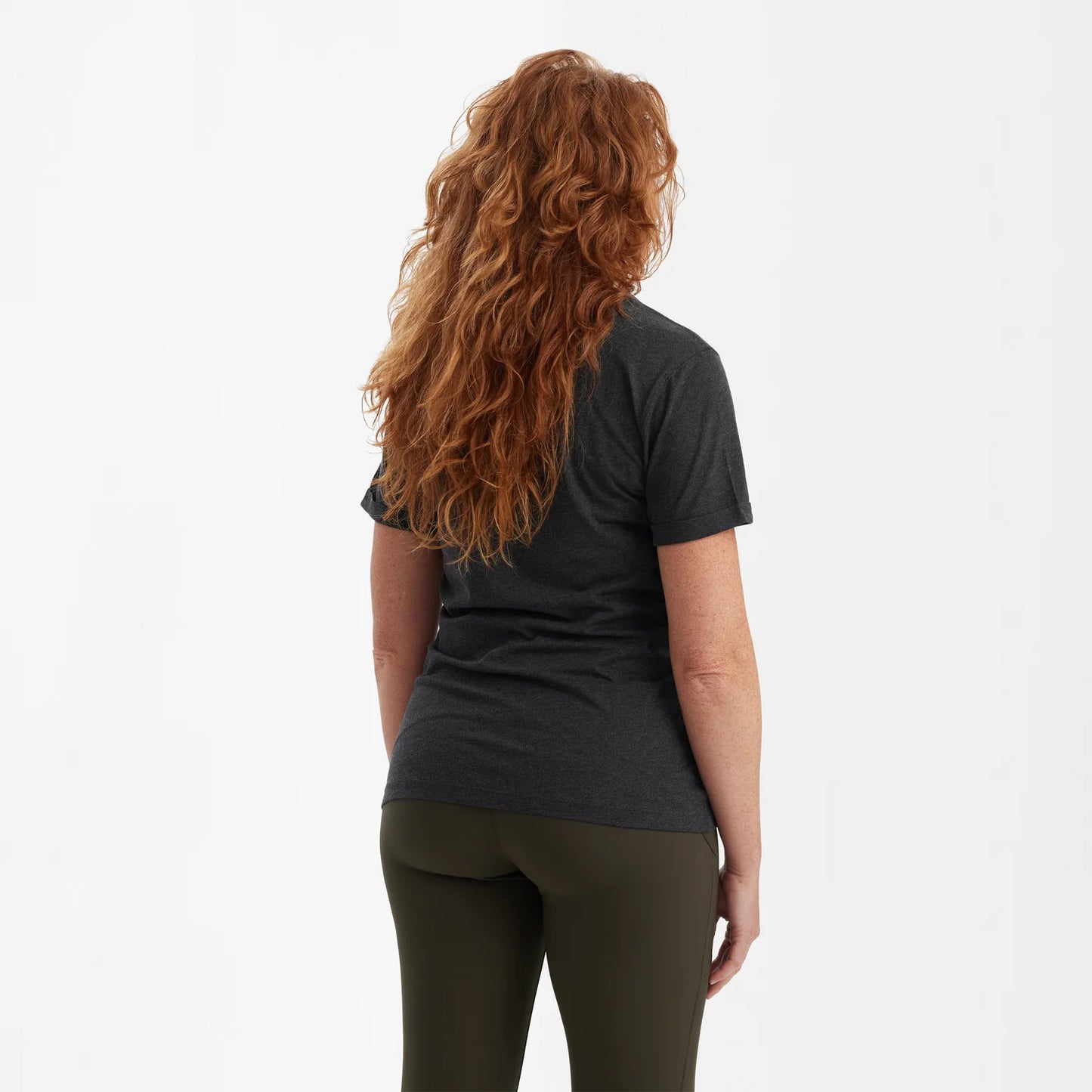 Damer Basis 2-pack T-shirt - Brown Leaf Melange - modell bakifrån
