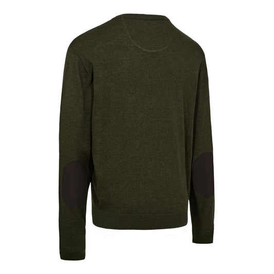 Harrington O-neck Stickad Tröja - Forest Ember Melange - bakifrån