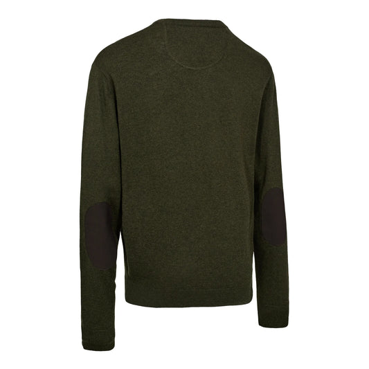Harrington V-neck Stickad Tröja - Forest Ember Melange - bakifrån