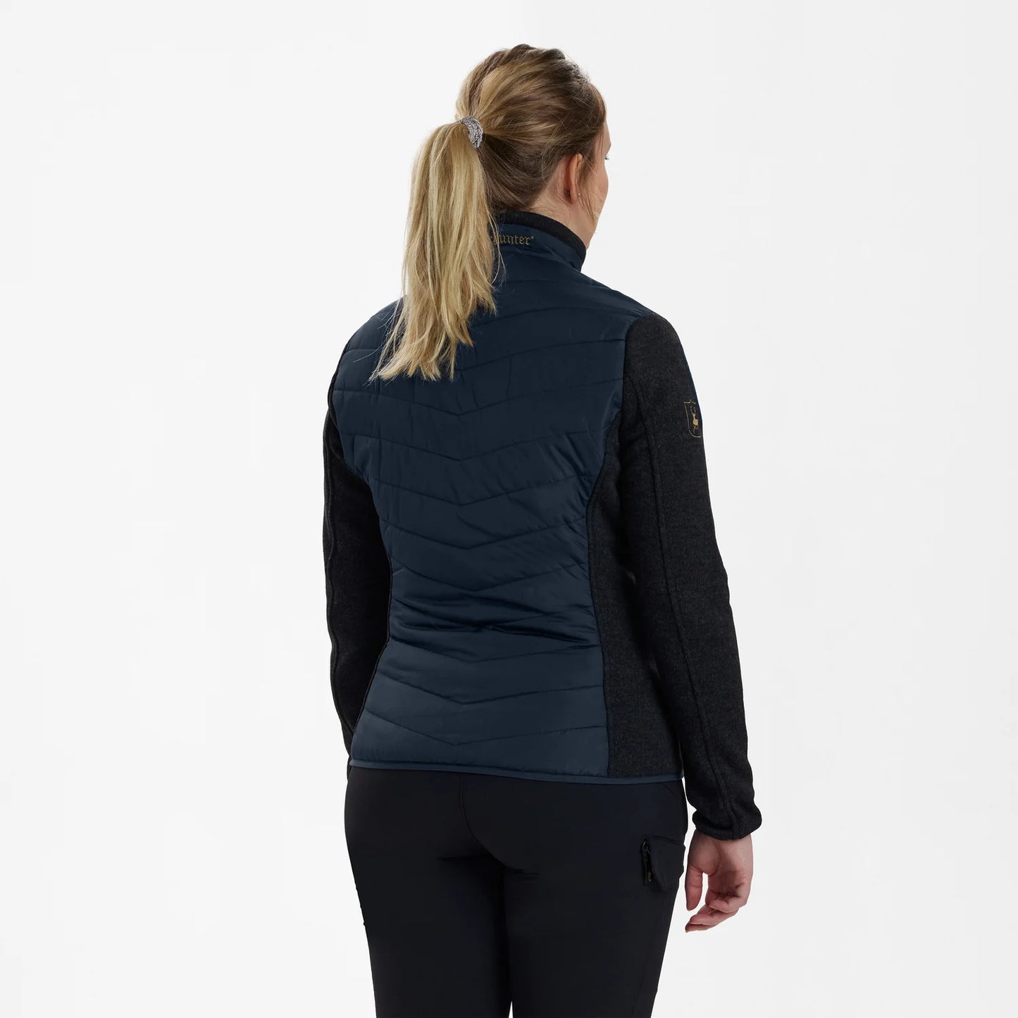 Lady Caroline Vadderad Jacka - Dark Blue - modell bakifrån