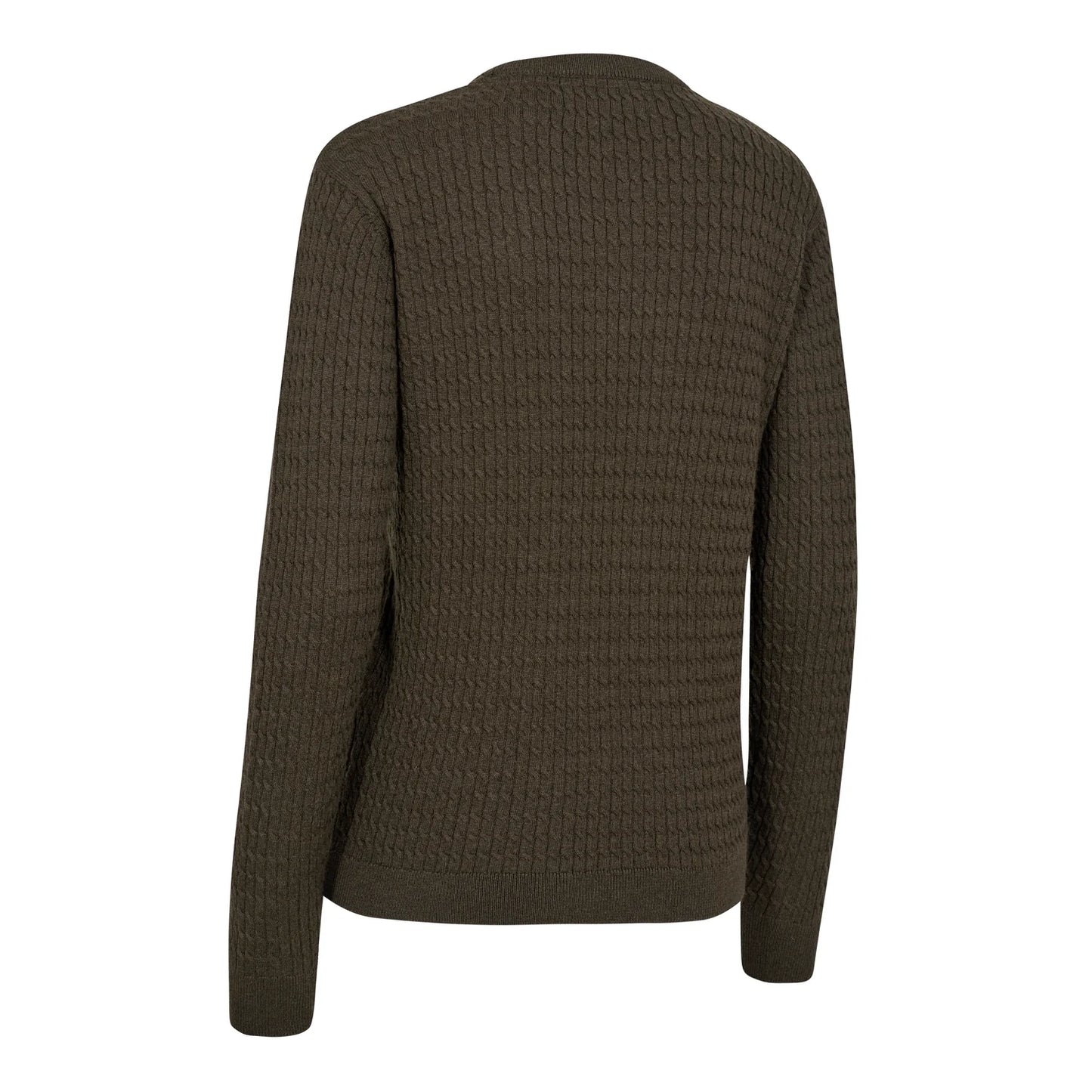 Lady Harrington Kabelstickad Tröja - Brown Melange - bakifrån