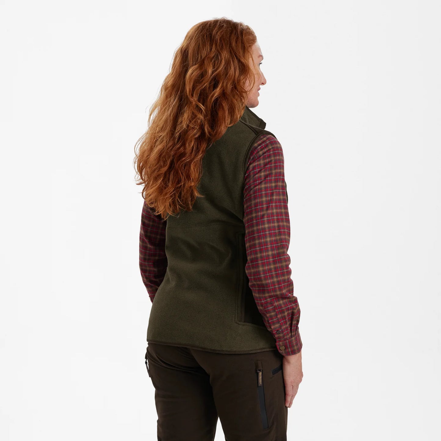Lady Pam Bonded Fleeceväst - Graphite Green Melange - modell bakifrån