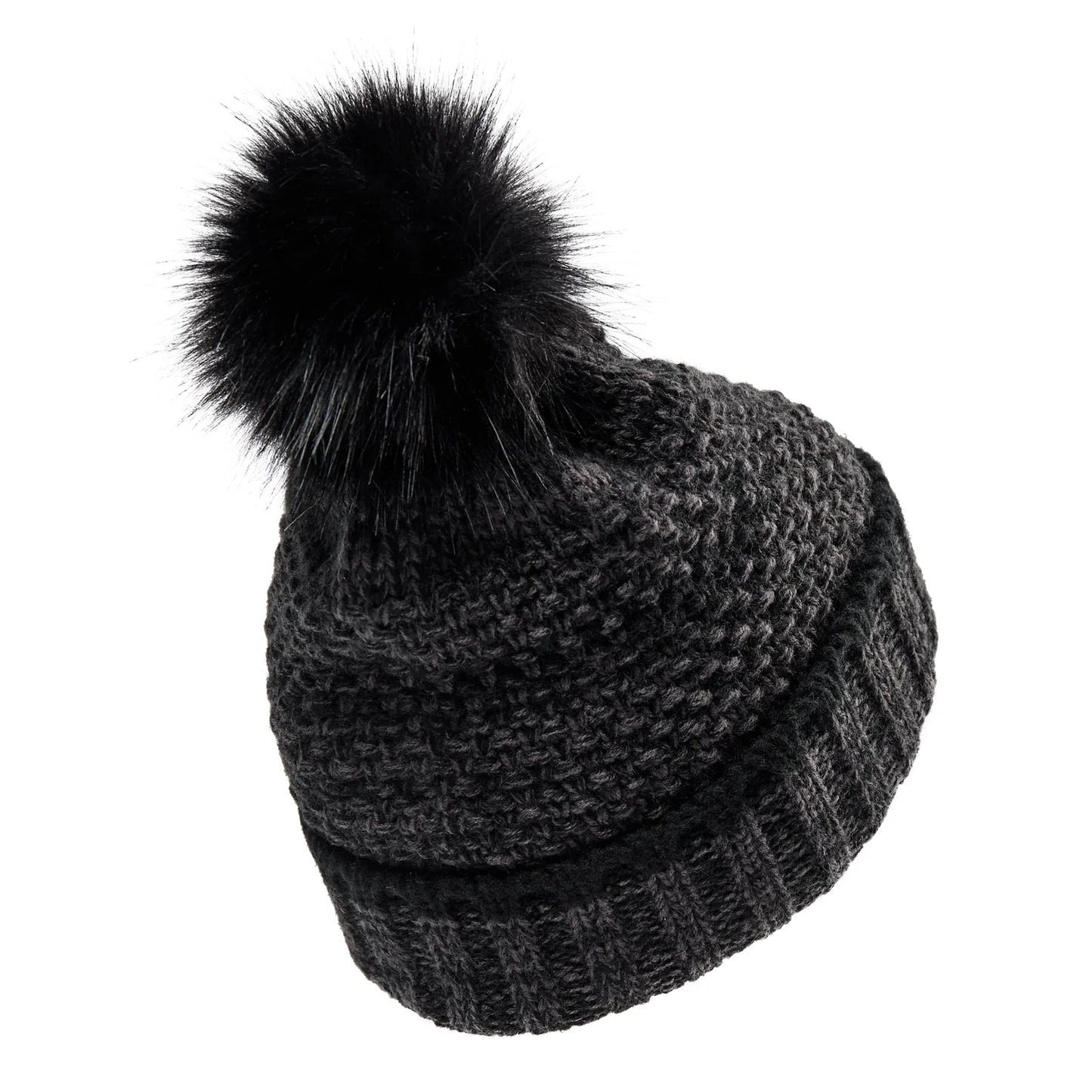 Lady Stickad Mössa - Black - bakifrån
