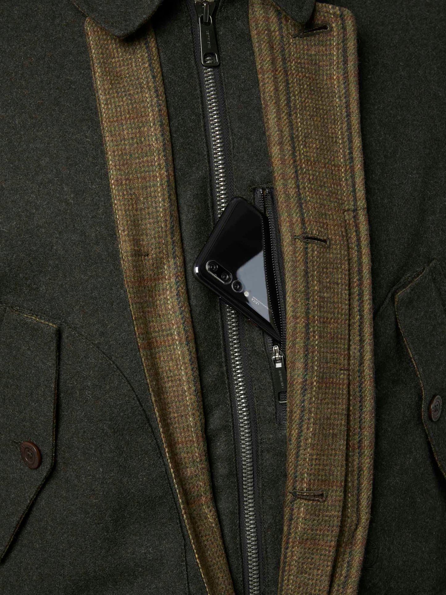Burley Chevalite Wool Coat Men - Dark Green Melange - 6