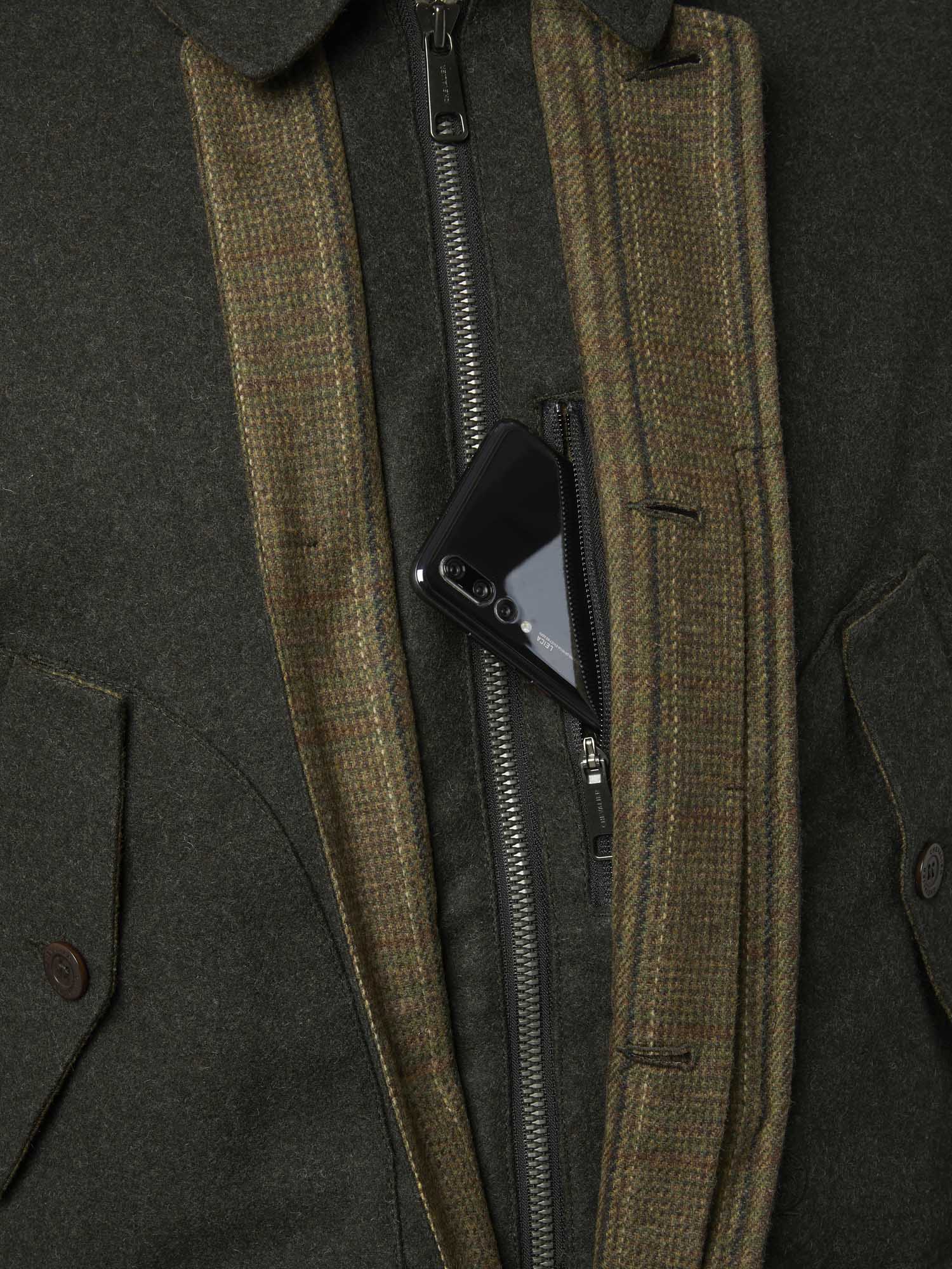 Burley Chevalite Wool Coat Men - Dark Green Melange - 6