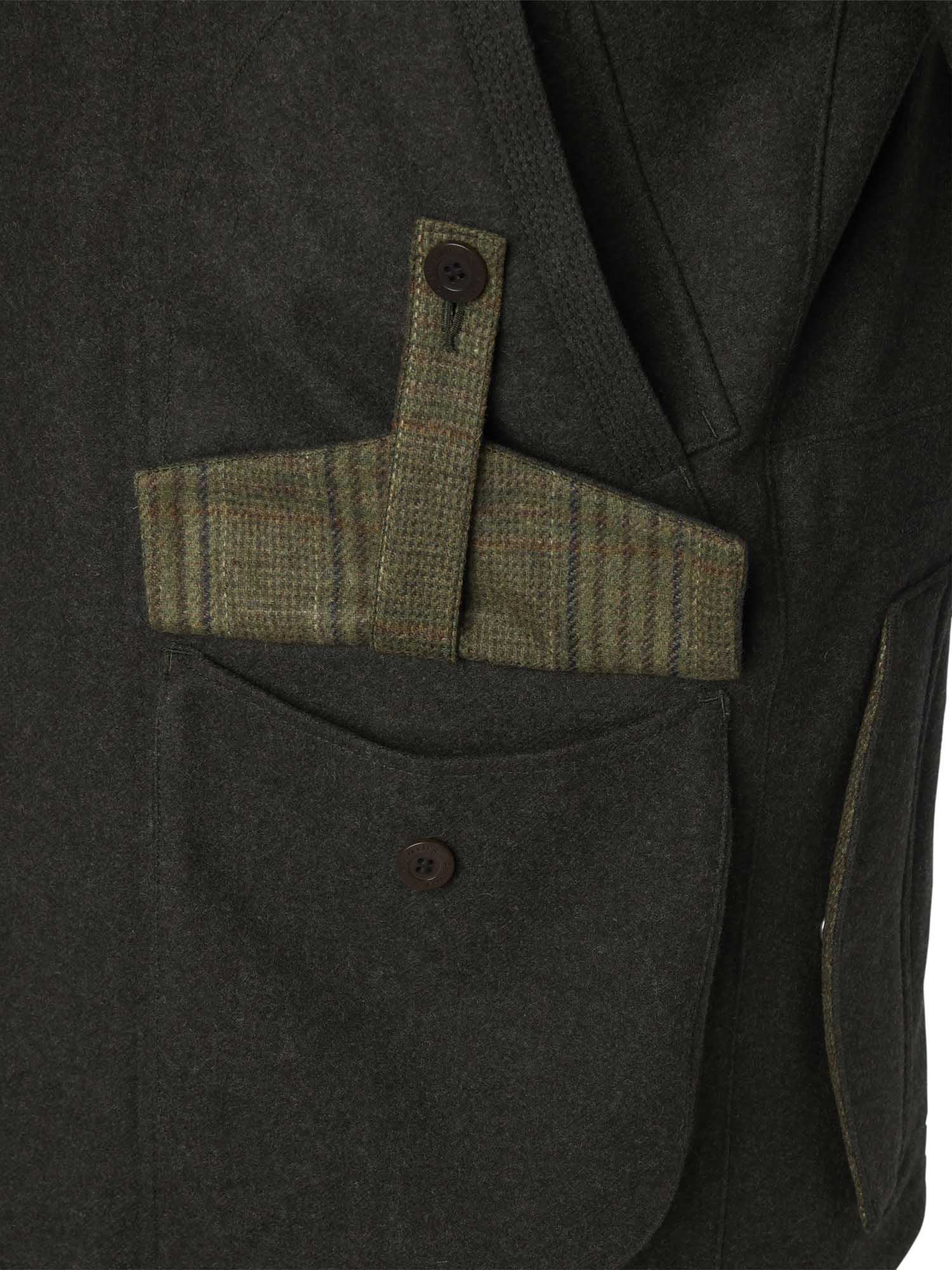 Burley Chevalite Wool Coat Men - Dark Green Melange - 5