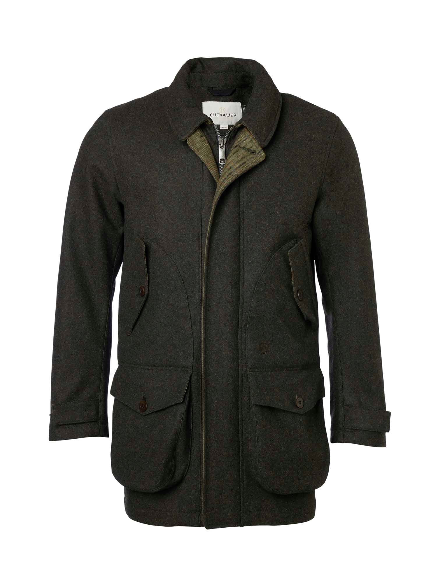 Burley Chevalite Wool Coat Men - Dark Green Melange - 1