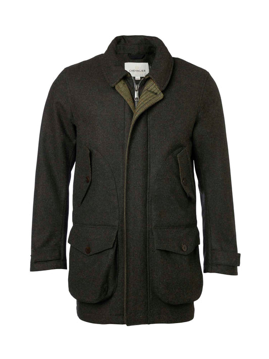 Burley Chevalite Wool Coat Men - Dark Green Melange - 1