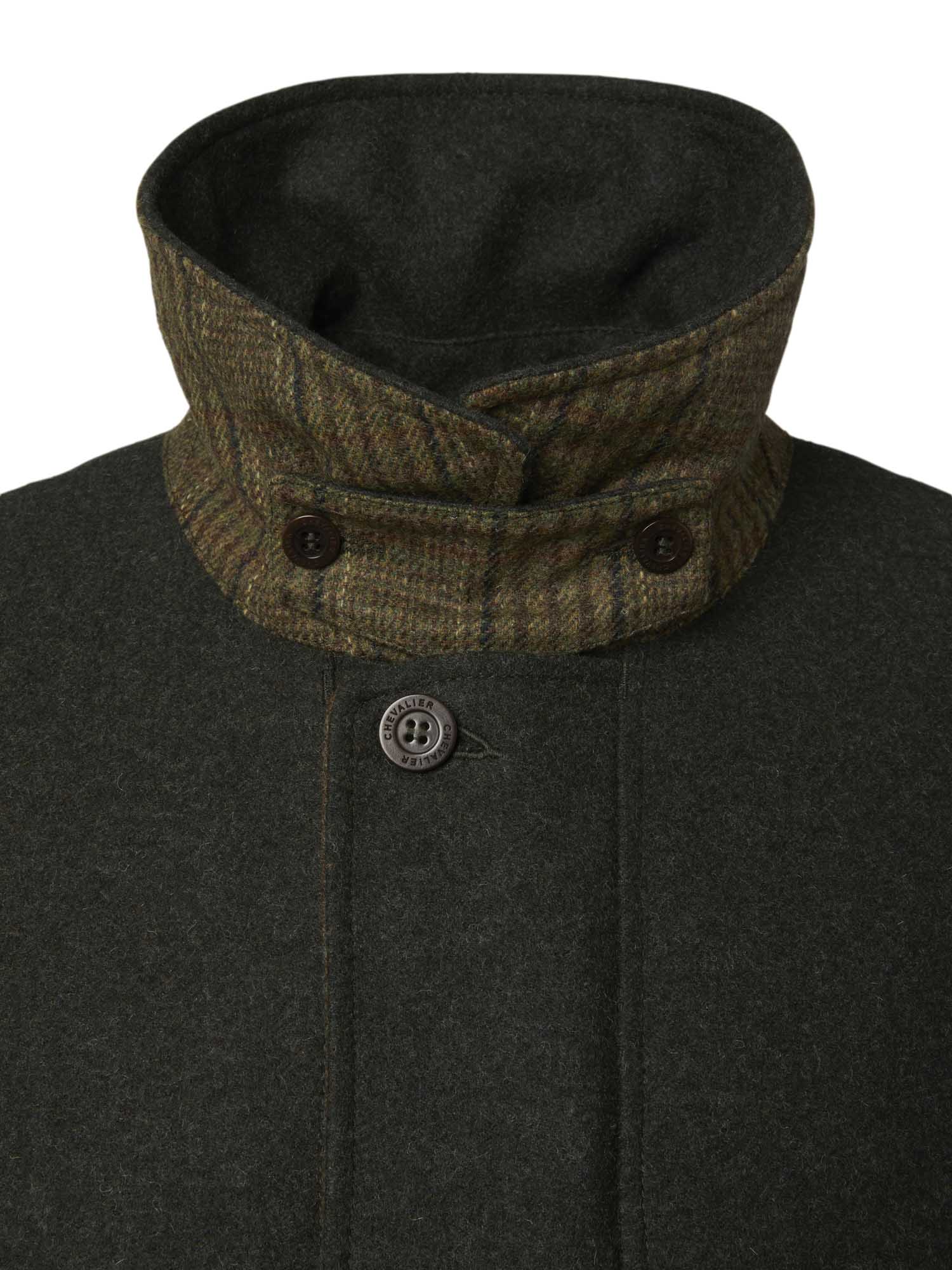 Burley Chevalite Wool Coat Men - Dark Green Melange - 4