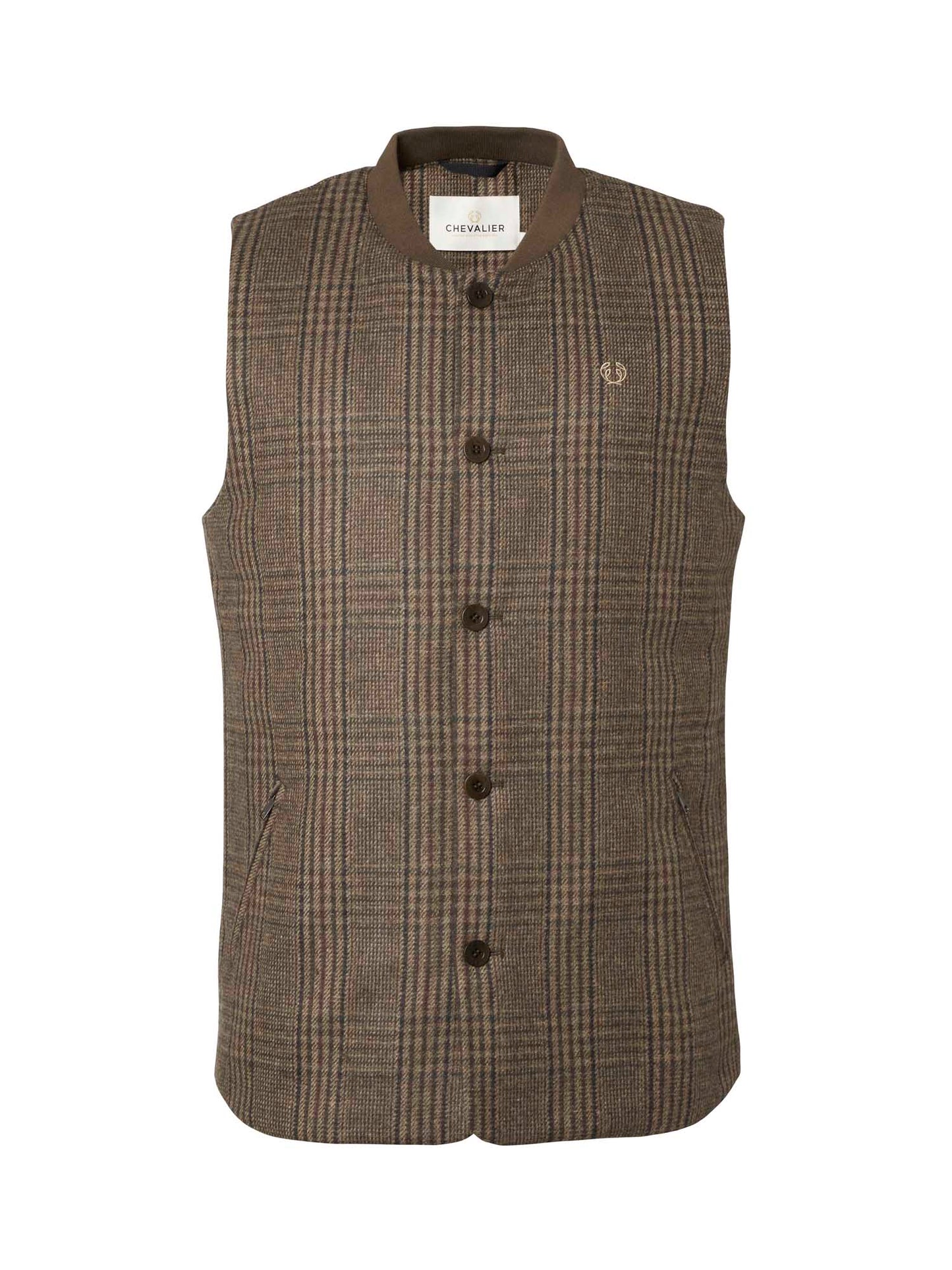 Sion Fill100 Tweed Vest Men - Dark Brown Glencheck - 1