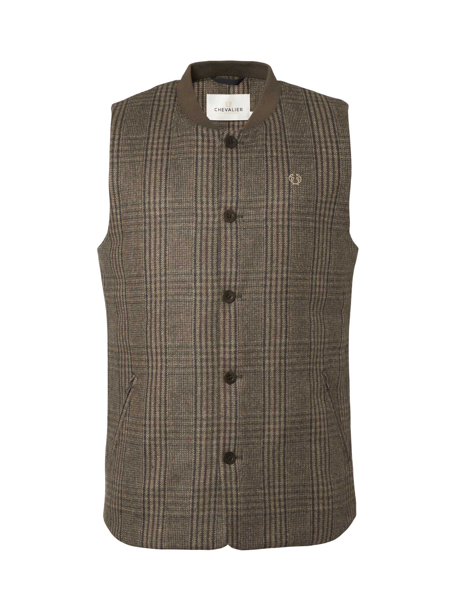 Sion Fill100 Tweed Vest Men - Dark Brown Glencheck - 1