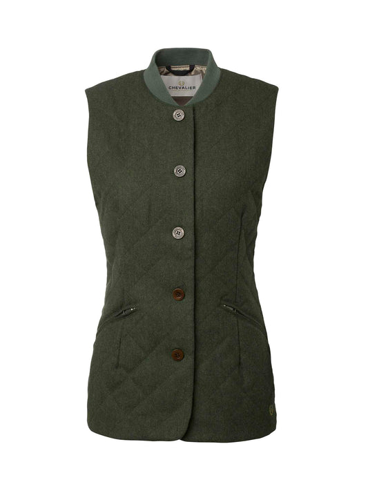 Allington Fill100 Tweed Vest Women - Dark Green - 1