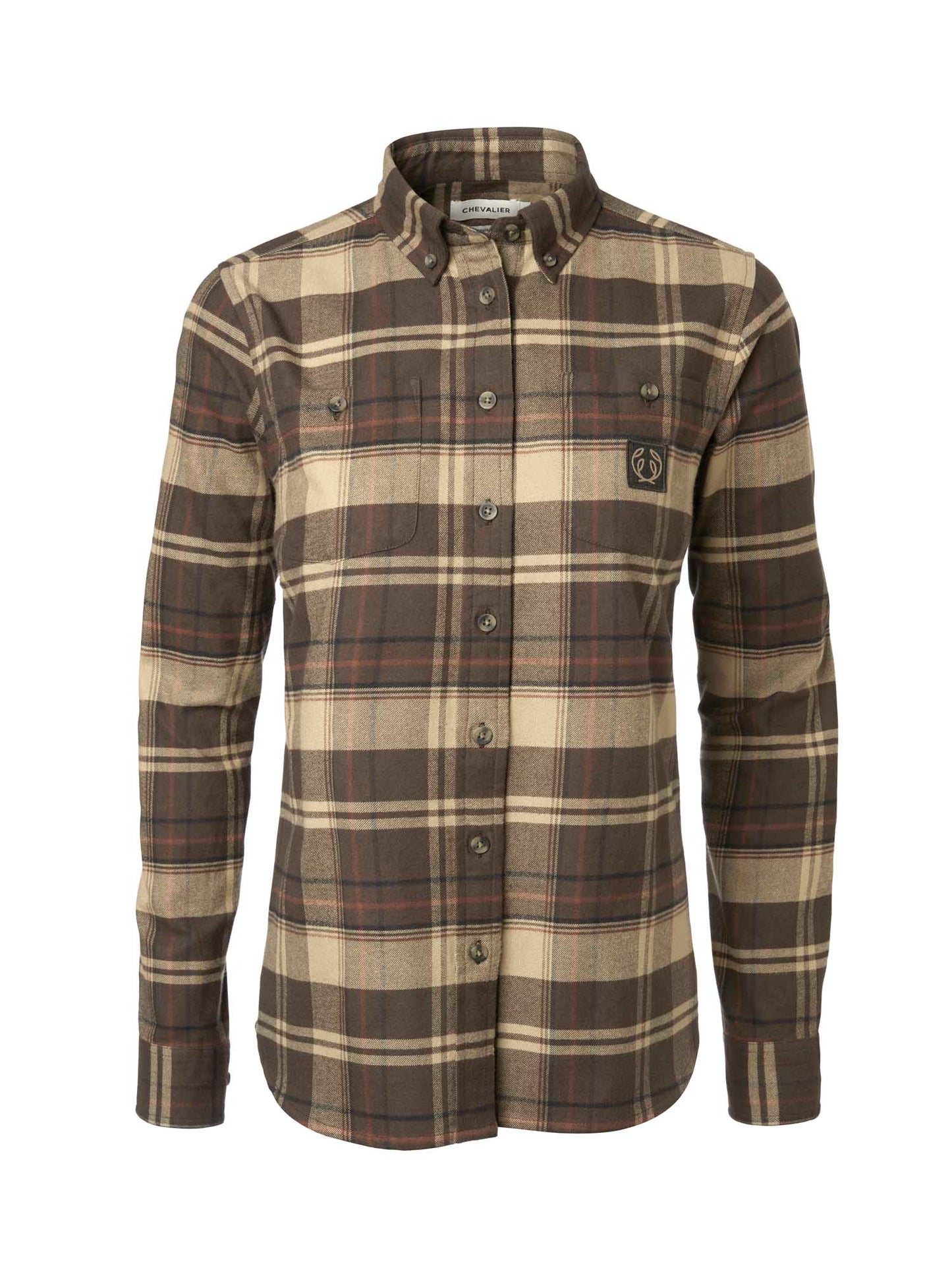 Heron Flannel Shirt Women - Soil Brown Checked - 1
