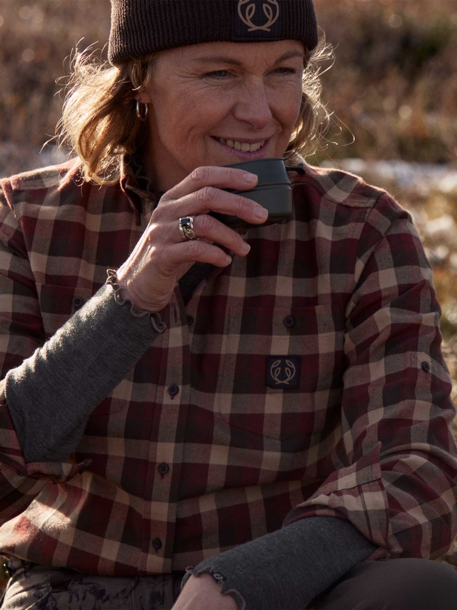 Heron Flannel Shirt Women - Holly Green Checked - 20