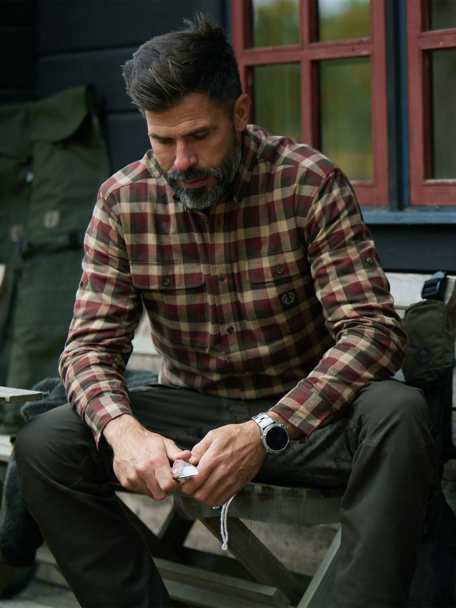 Heron Flannel Shirt Men - Holly Green Checked - 20