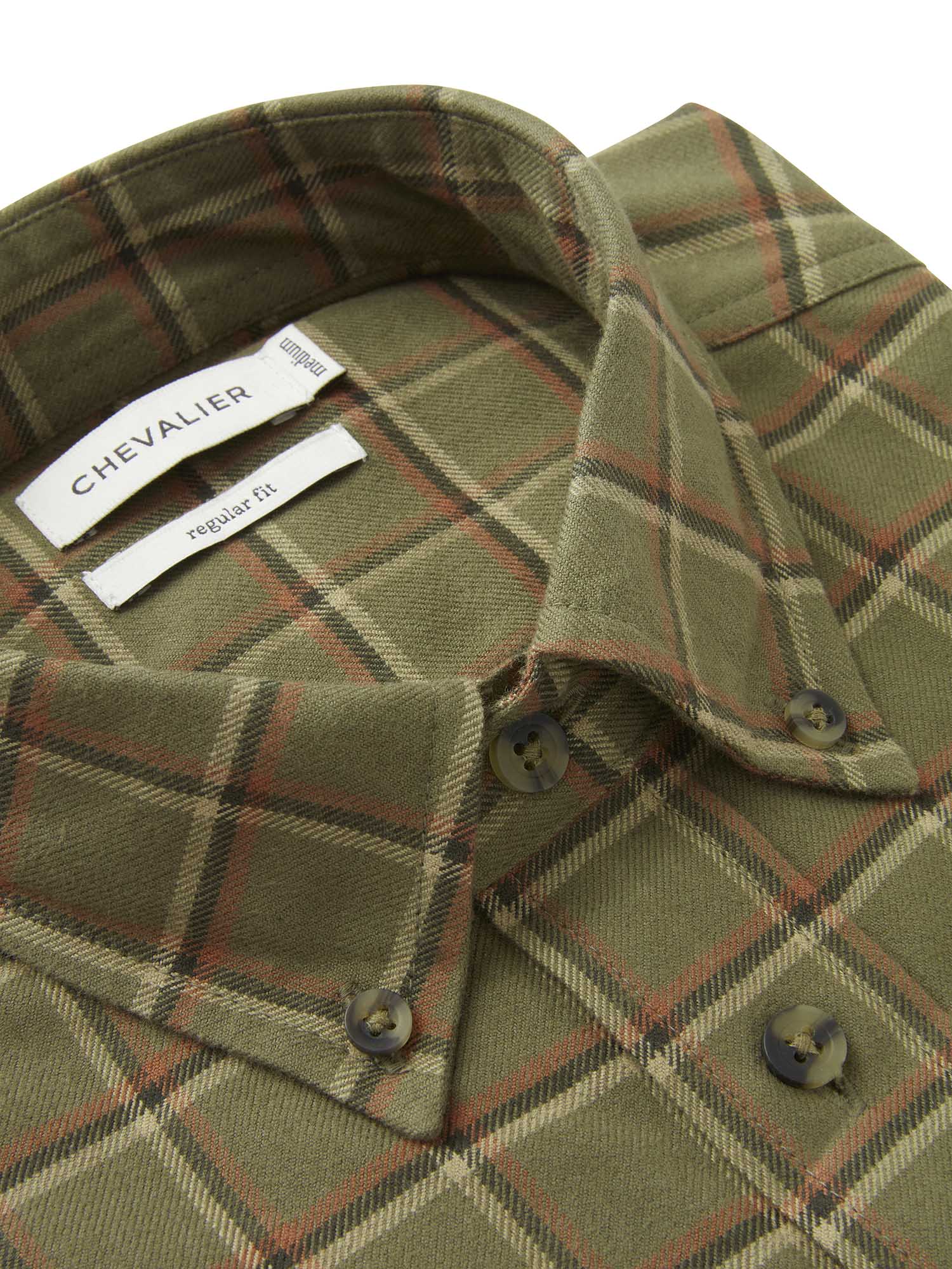 Heron Flannel Shirt Men - Field Green Checked - 3