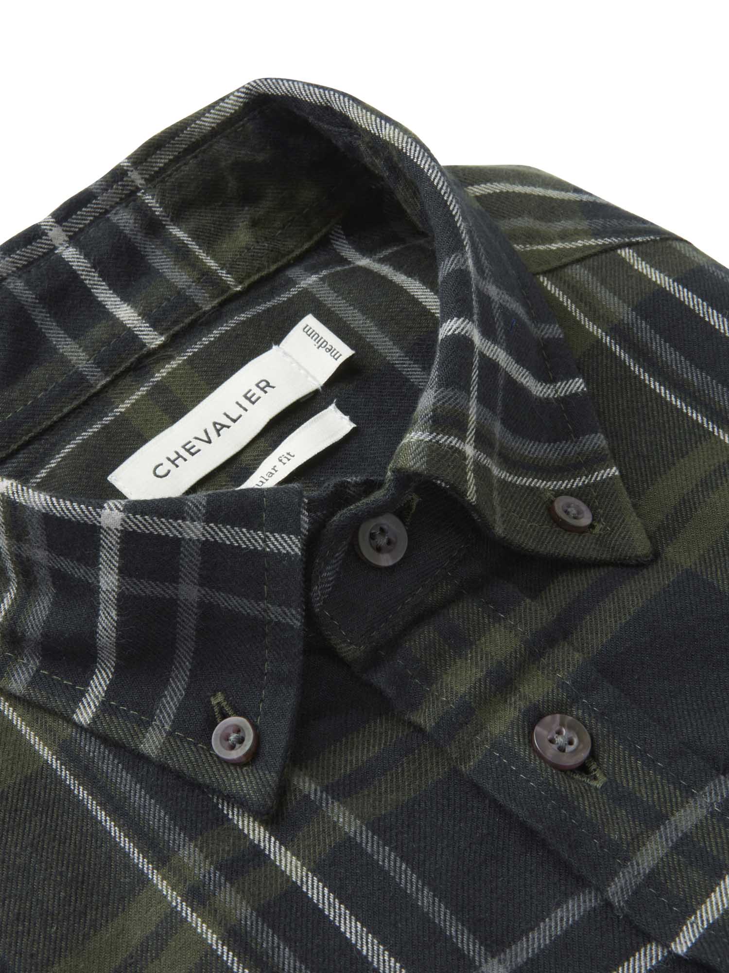 Heron Flannel Shirt Men - October Green Checked - 3