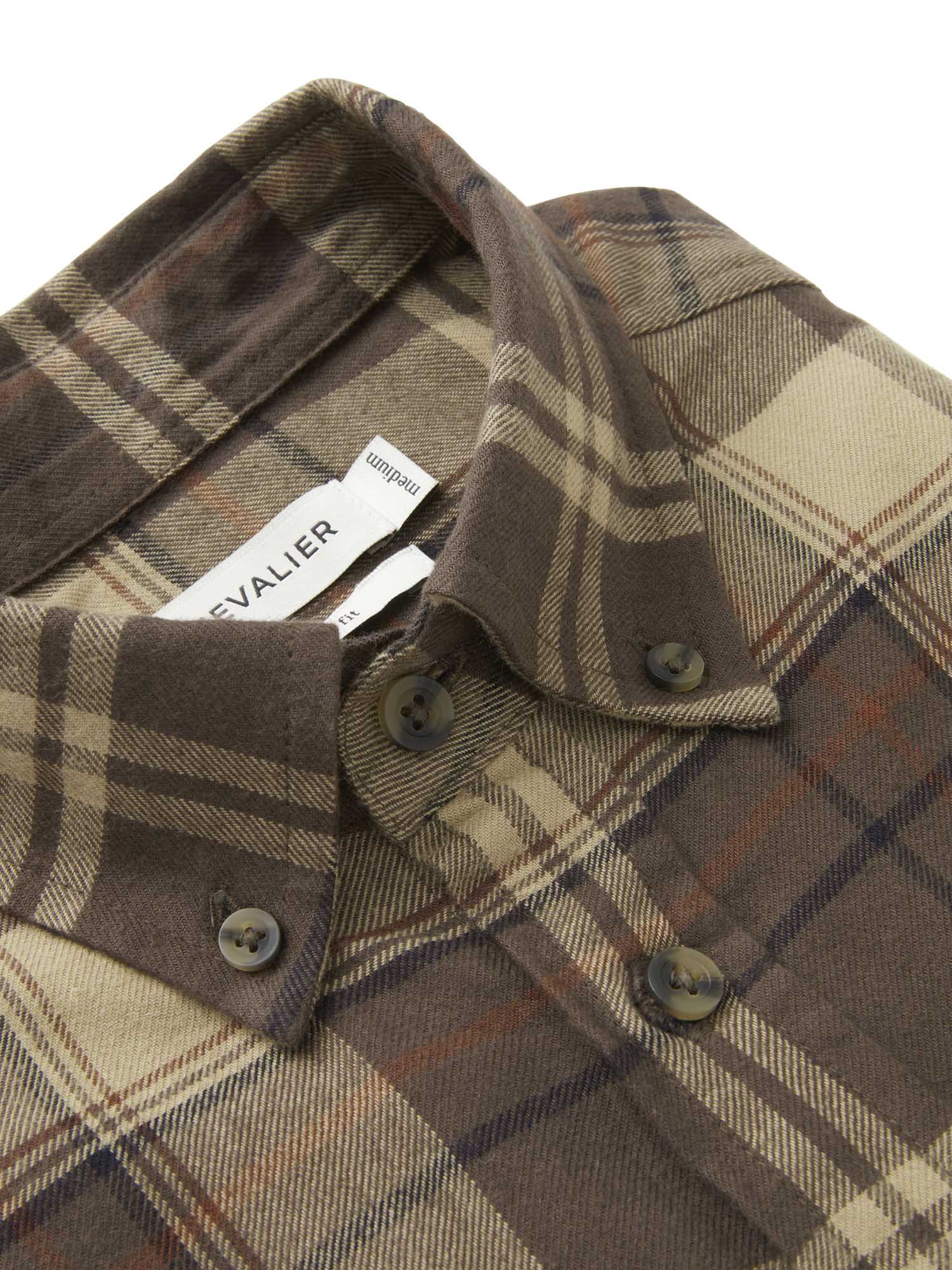 Heron Flannel Shirt Men - Soil Brown Checked - 3
