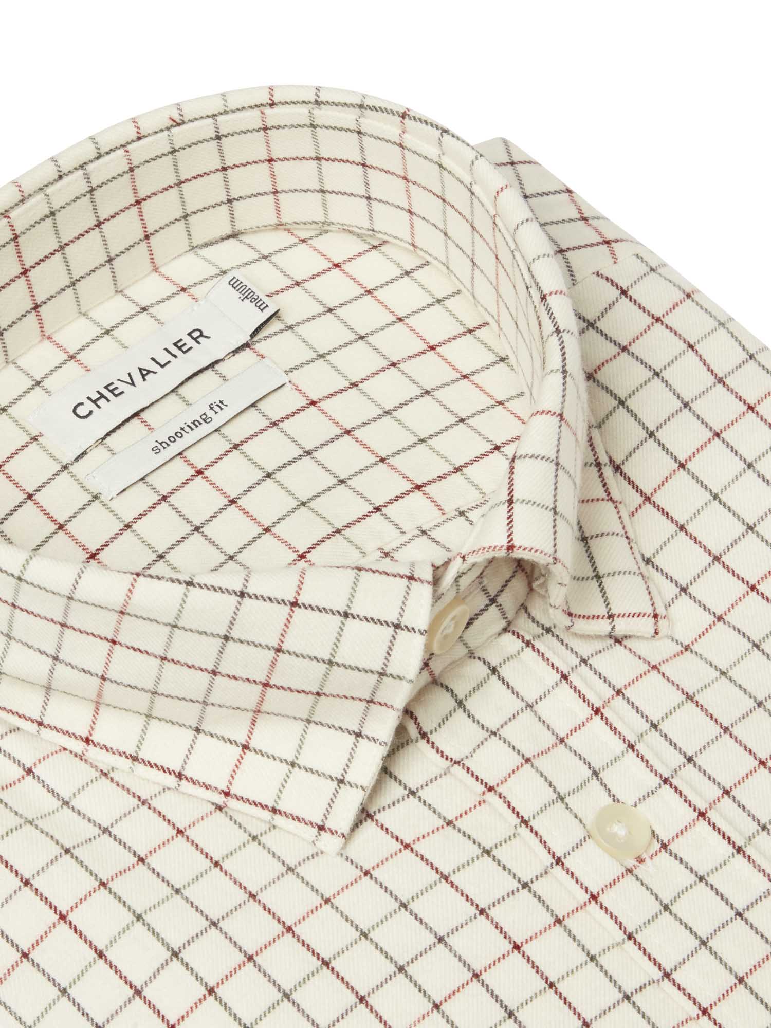 Redway Shooting Fit Wool Shirt Men - Dark Red Tattersall - 3
