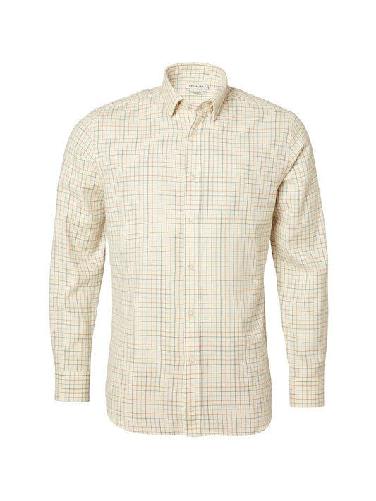 Redway Shooting Fit Wool Shirt Men - Cloudberry Yellow Tattersall - 1