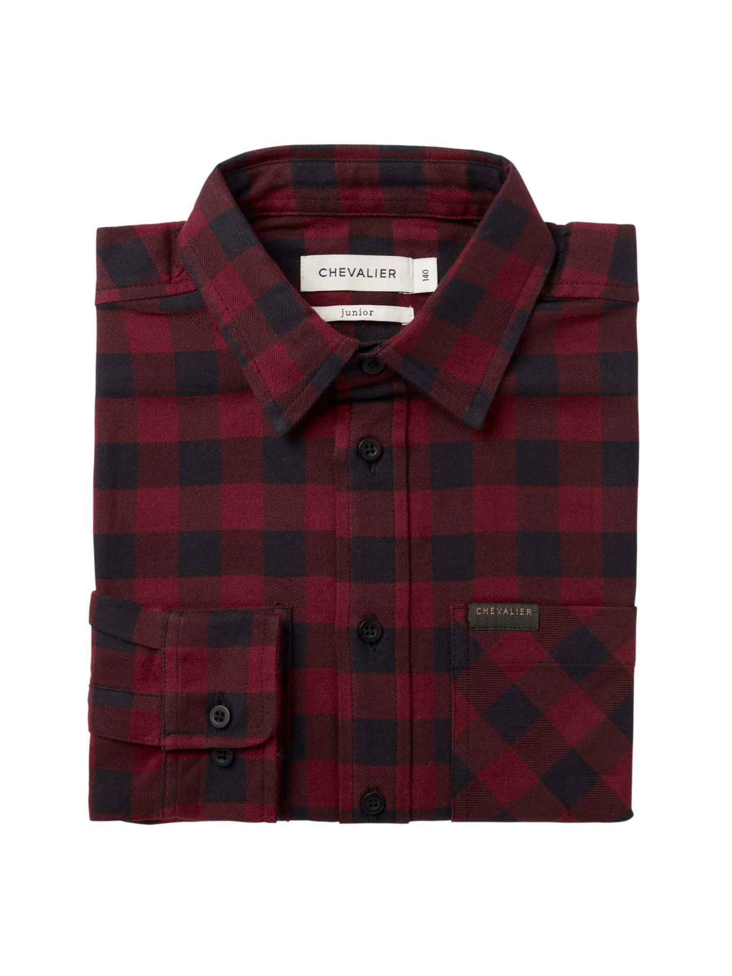 Ferret Flannel Shirt Junior - Berry Red Checked - 2