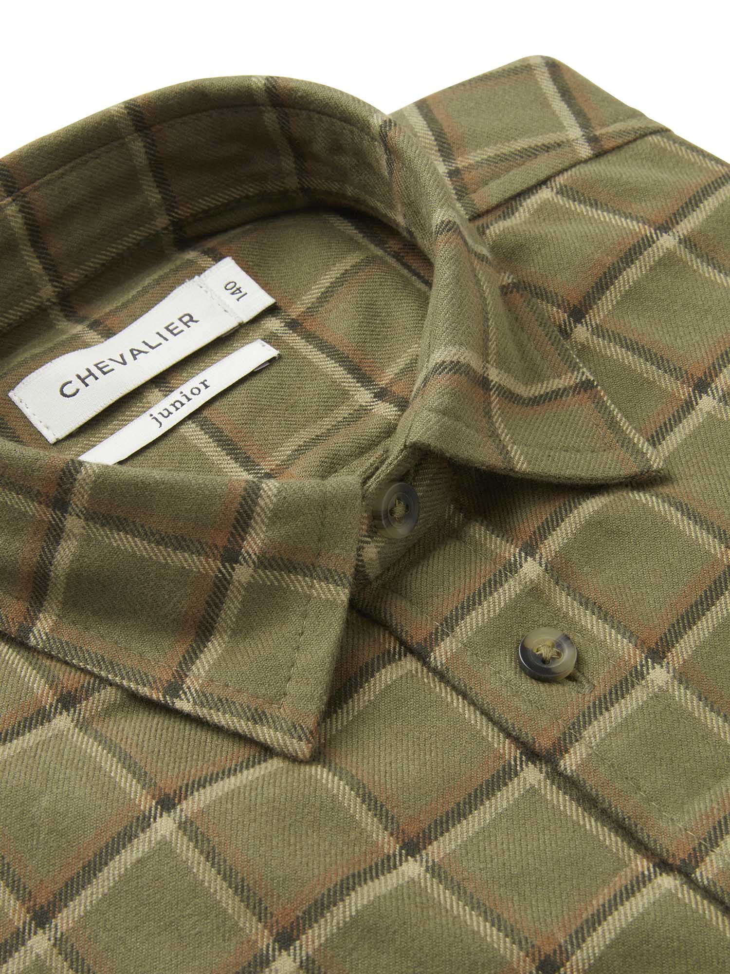 Ferret Flannel Shirt Junior - Field Green Checked - 3