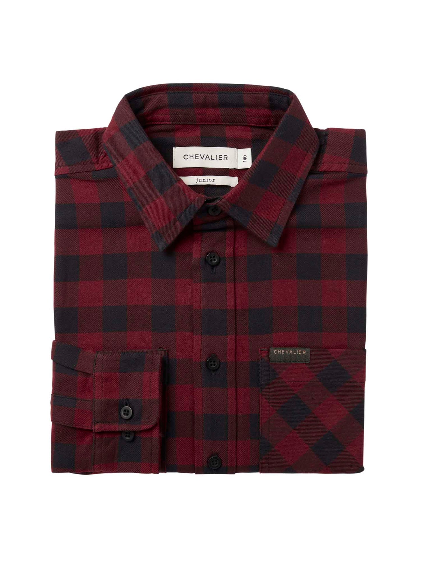 Ferret Flannel Shirt Junior - Berry Red Checked - 2