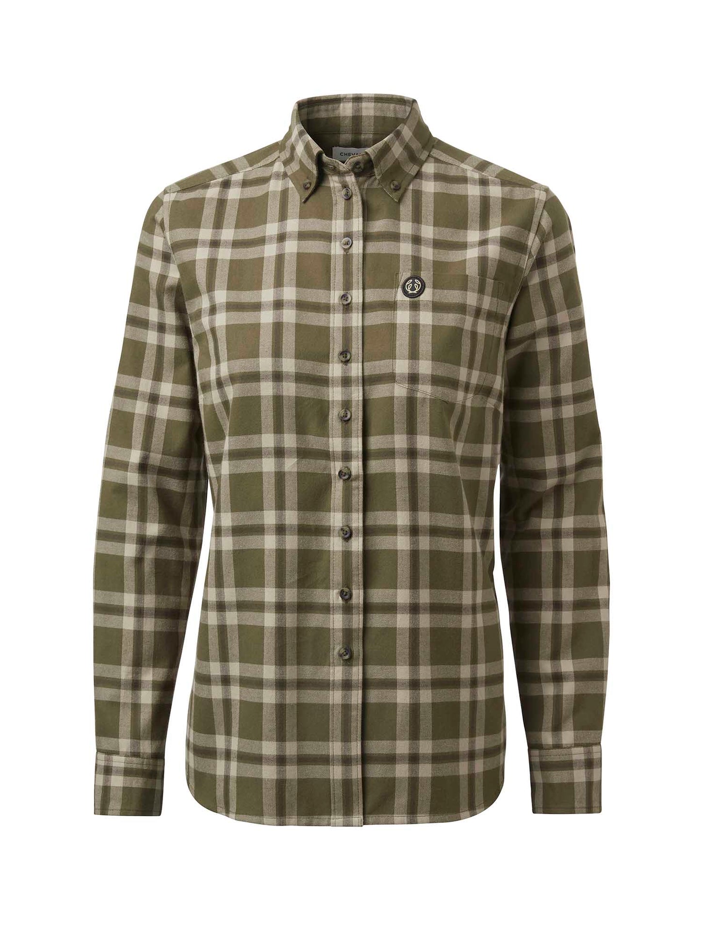 Teal Light Flannel Shirt Women - Olive Green Checked - 1