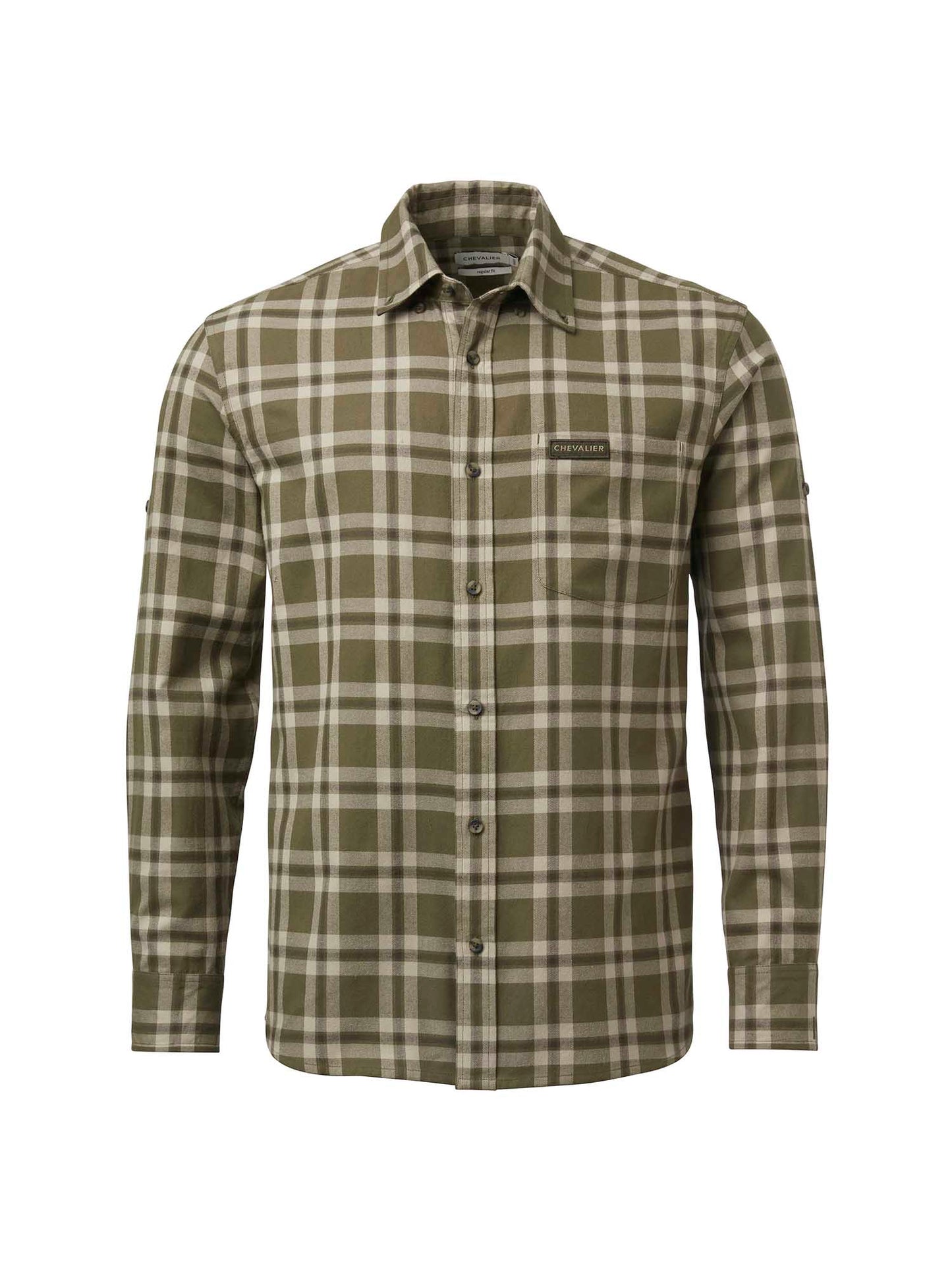 Teal Light Flannel Shirt Men - Olive Green Checked - 1
