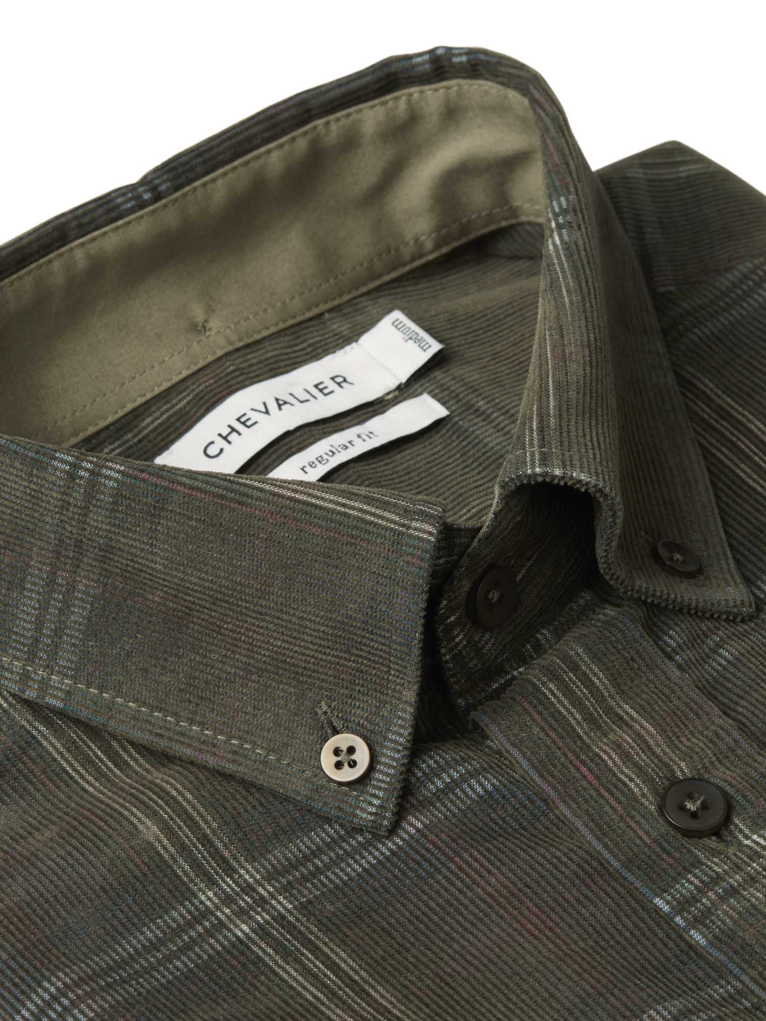 Walton Light Cord Shirt Men - Hunter Green Checked - 3