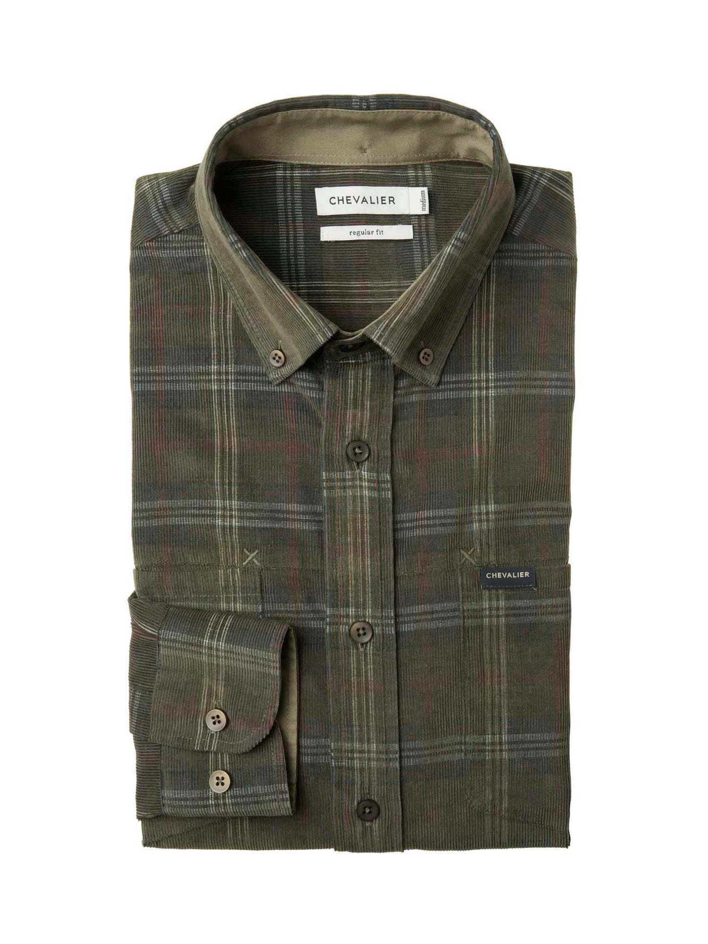 Walton Light Cord Shirt Men - Hunter Green Checked - 5