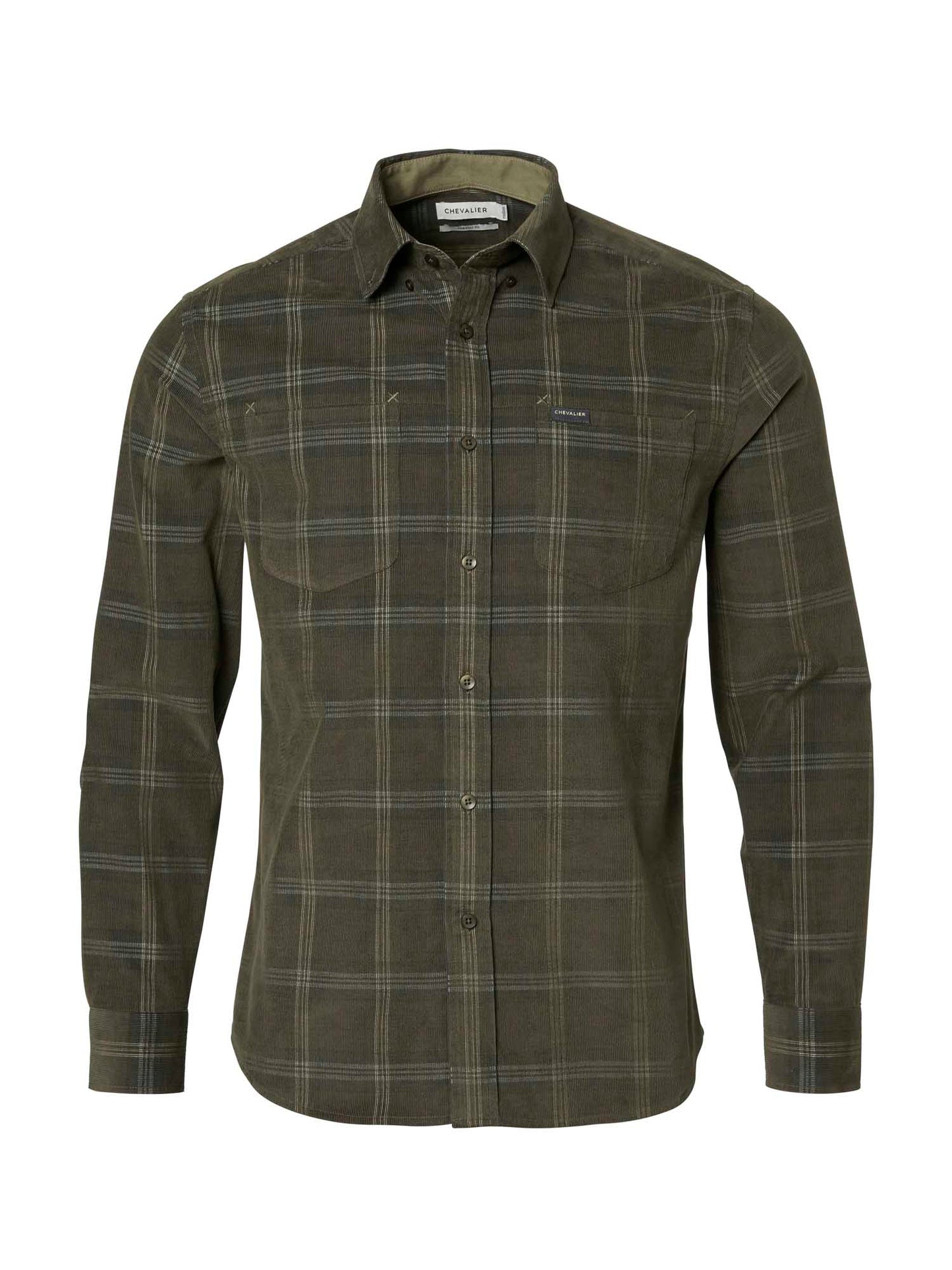 Walton Light Cord Shirt Men - Hunter Green Checked - 1