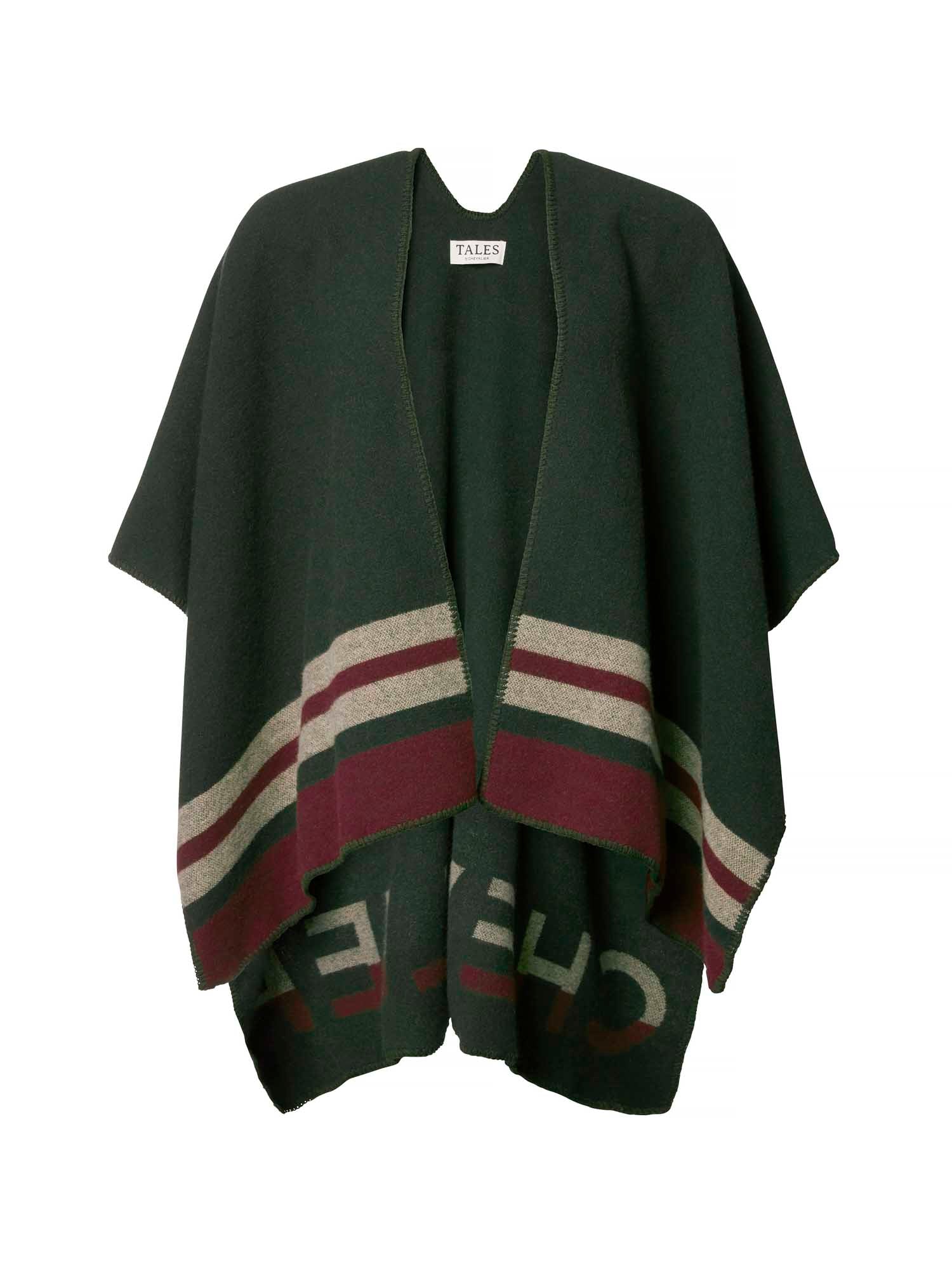 Penrose Wool Poncho - Dark Green - 1