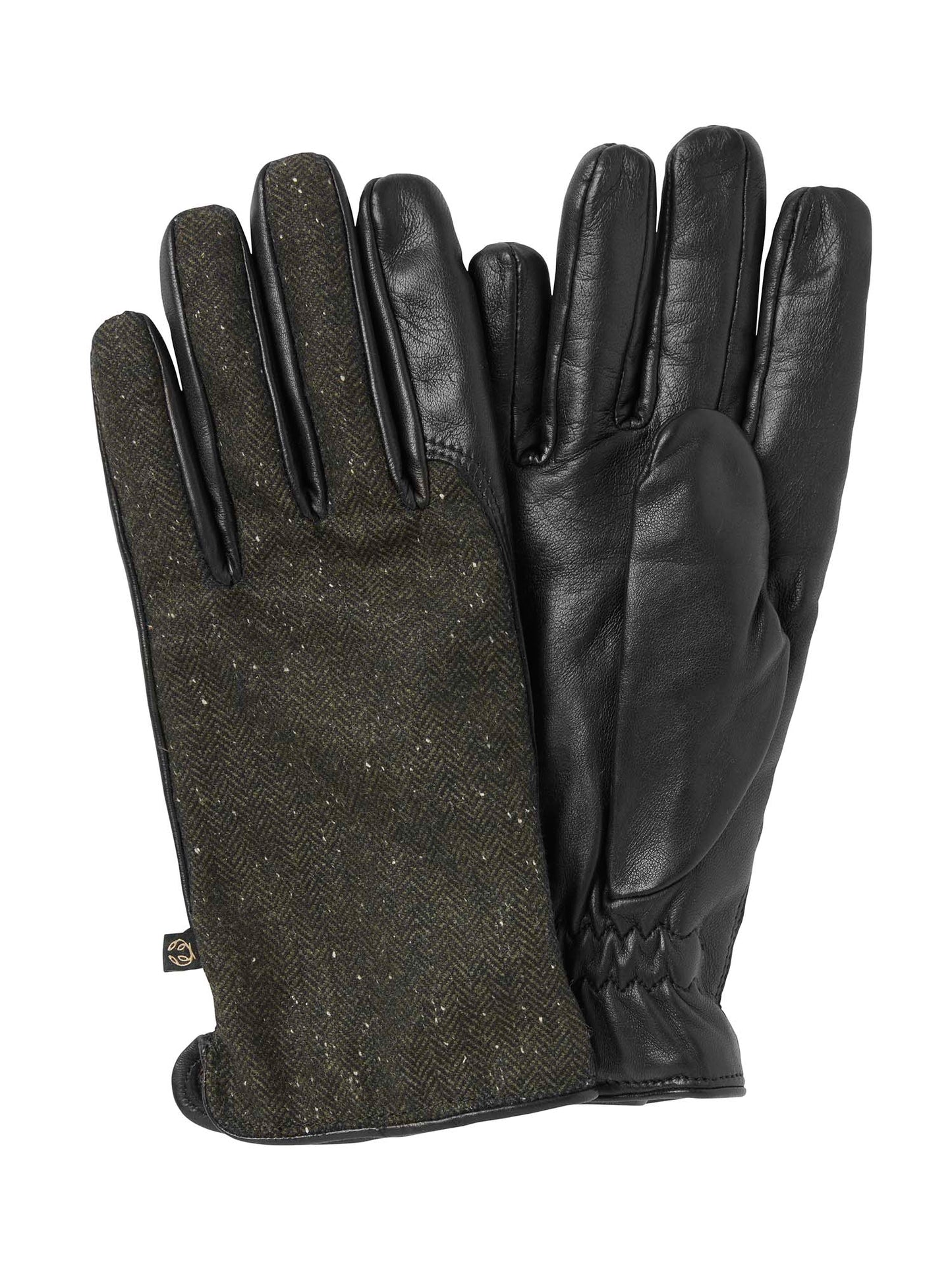 Heydon Tweed Gloves Men - Dark Green Herringbone - 1