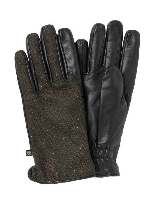 Heydon Tweed Gloves Men - Dark Green Herringbone - 1