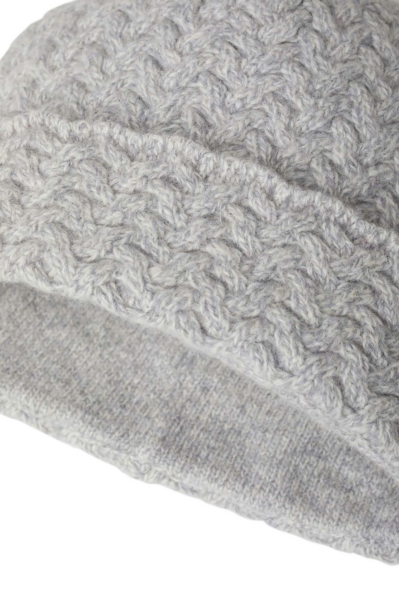 Shandy Cable Knit Wool Beanie - Light Grey Melange - 2