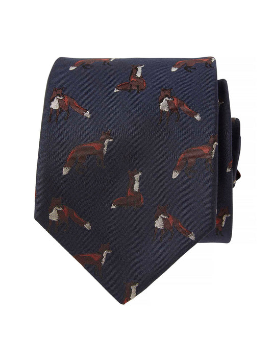 Dixter Silk Tie - Dark Navy Foxes - 2