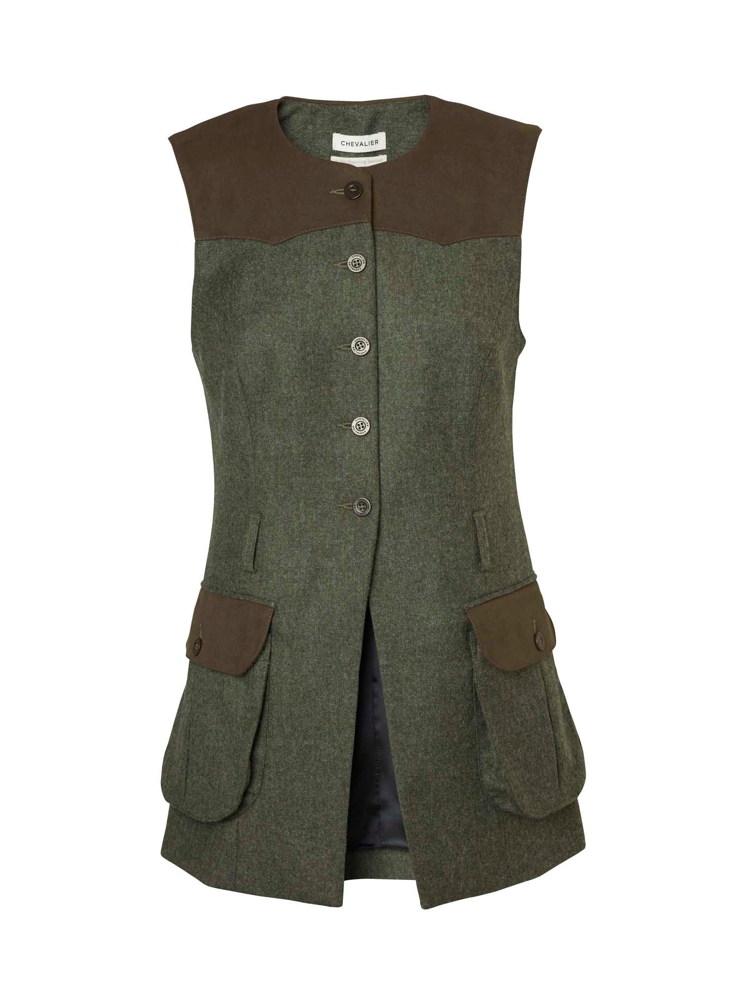 Felisa Shooting Tweed Vest Women - Misty Green - 1