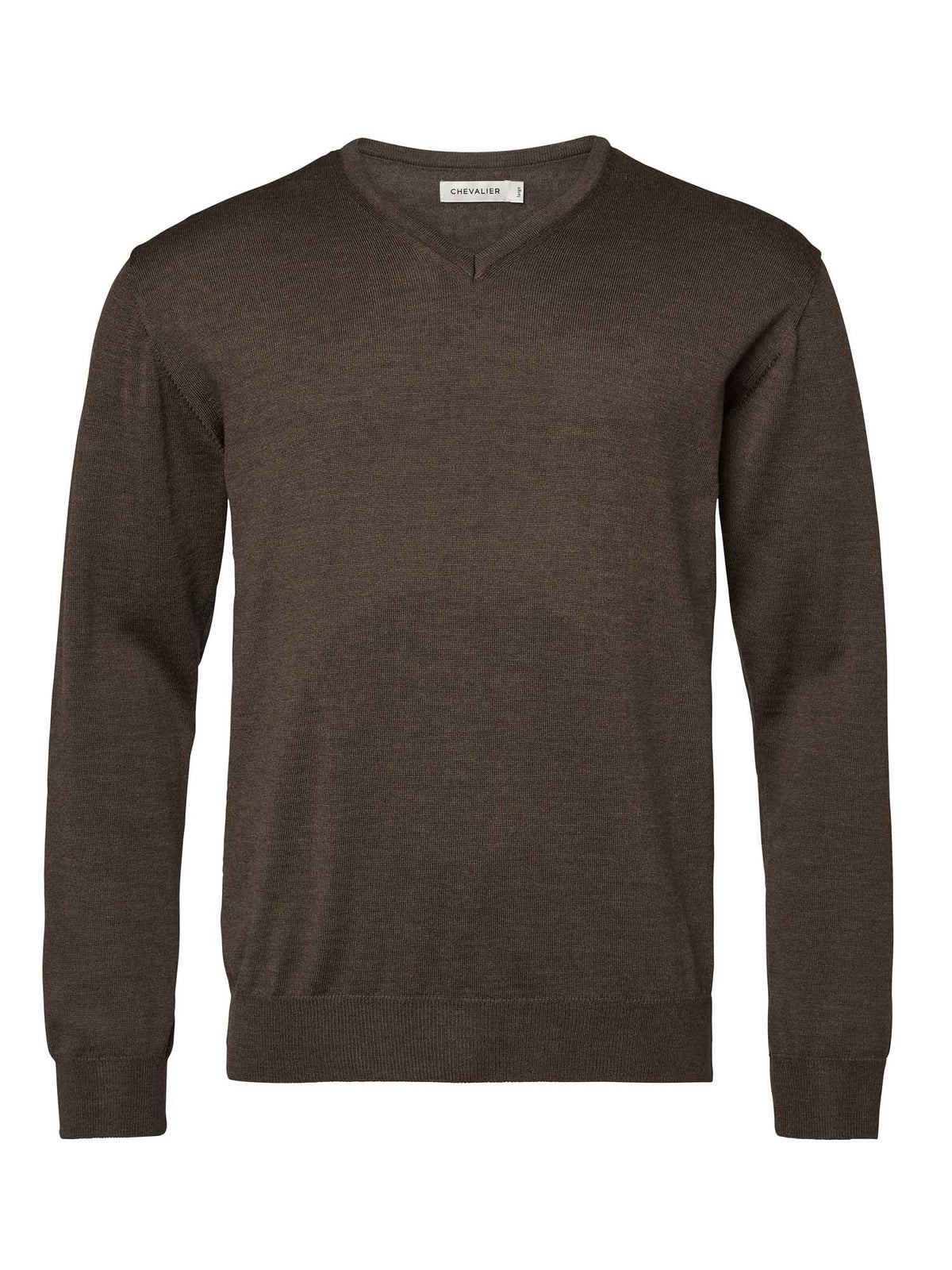 Aston V-Neck Merino Pullover Men - Leather Brown - 1