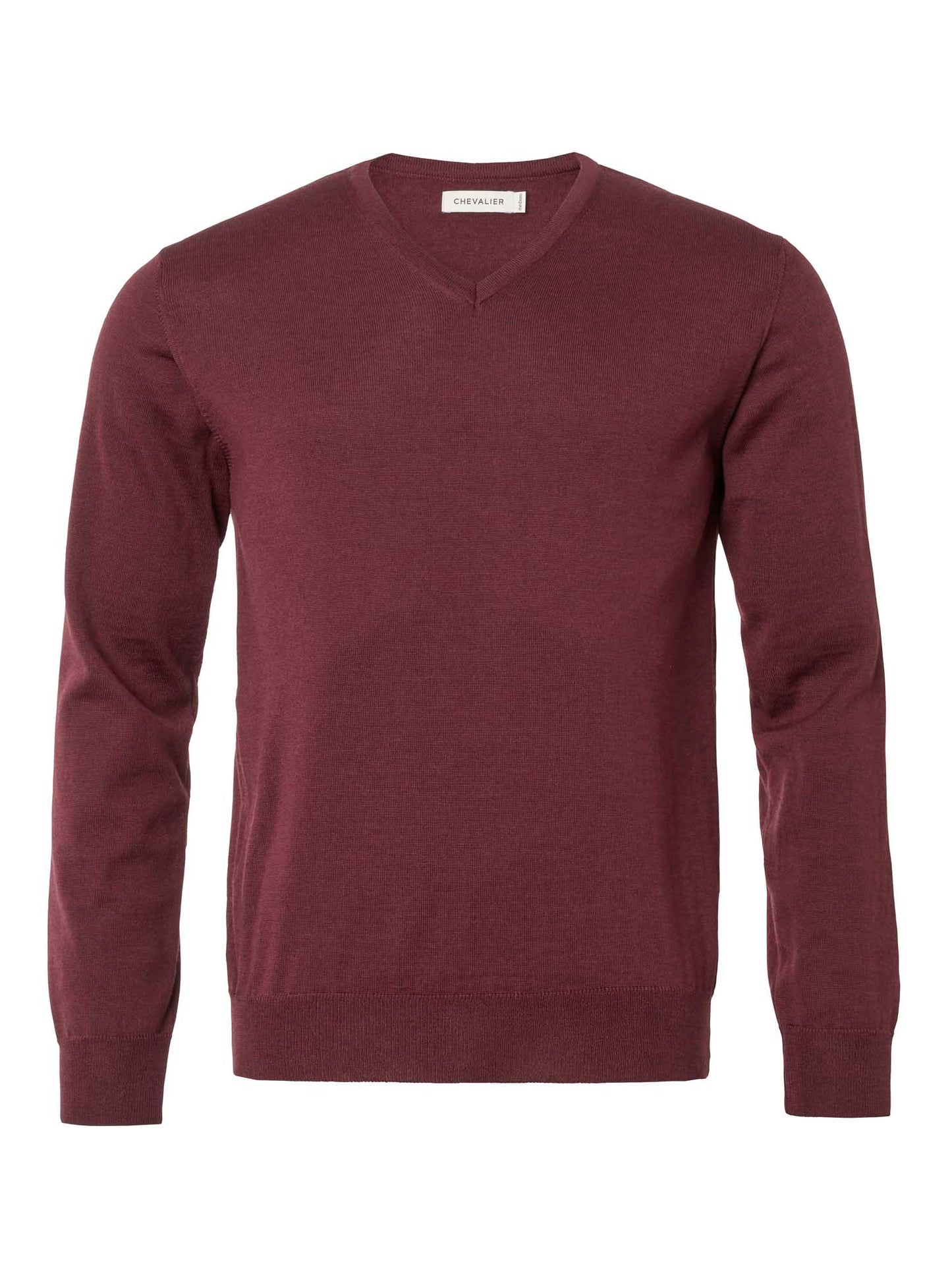 Aston V-Neck Merino Pullover Men - Wine Red - 1