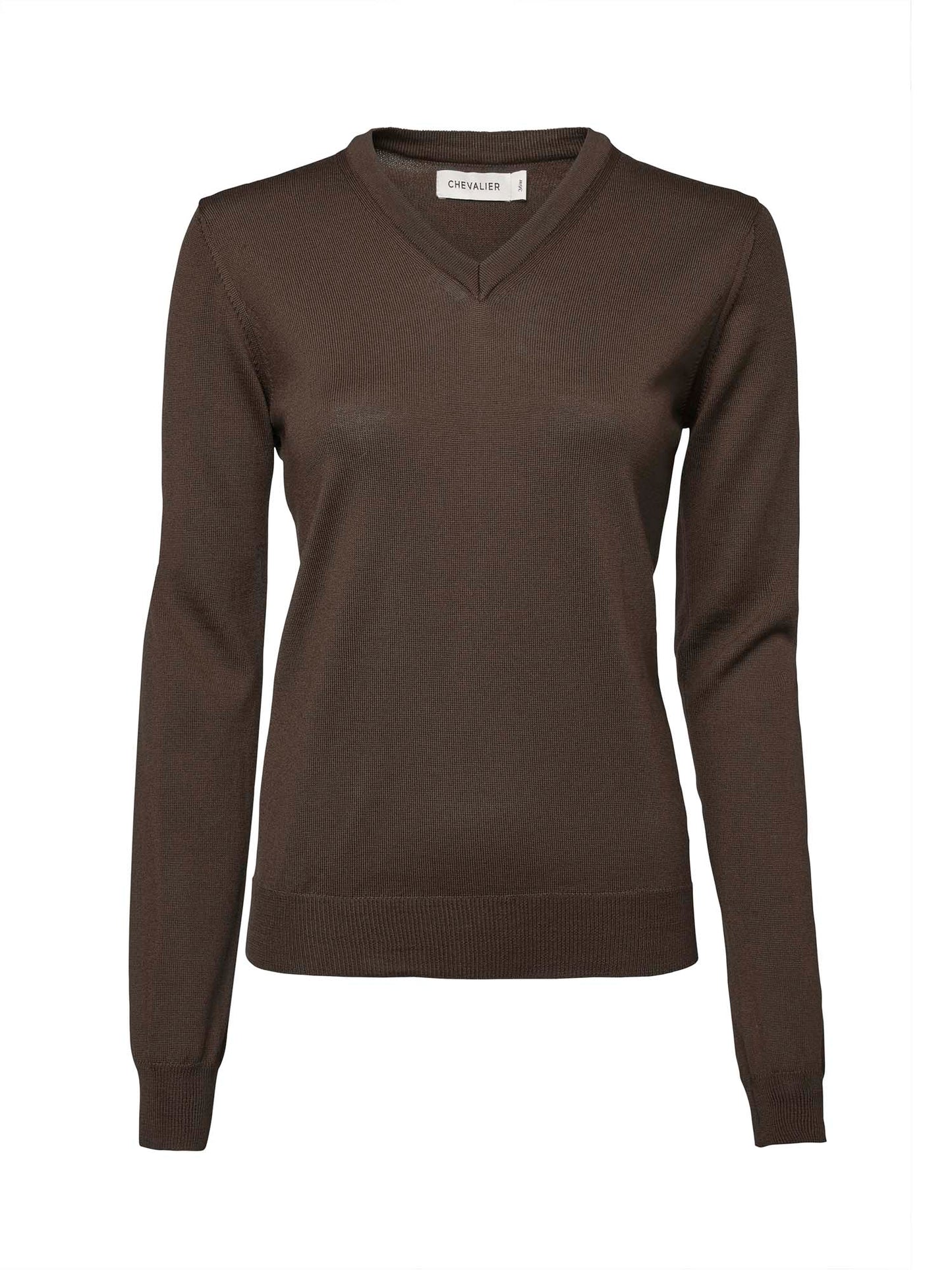 Blaise V-Neck Merino Pullover Women - Leather Brown - 1