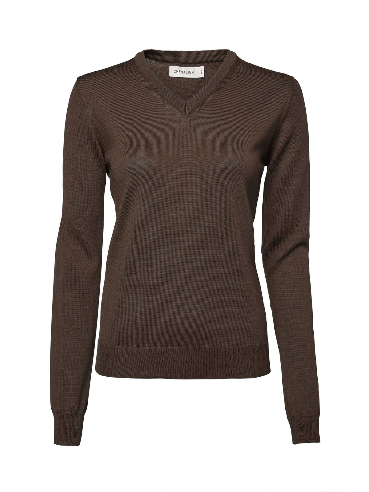 Blaise V-Neck Merino Pullover Women - Leather Brown - 1