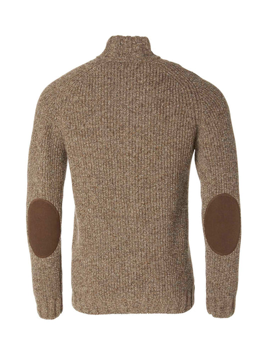 Groby Half Zip Wool Pullover Men - Saddle Brown Neps - 2
