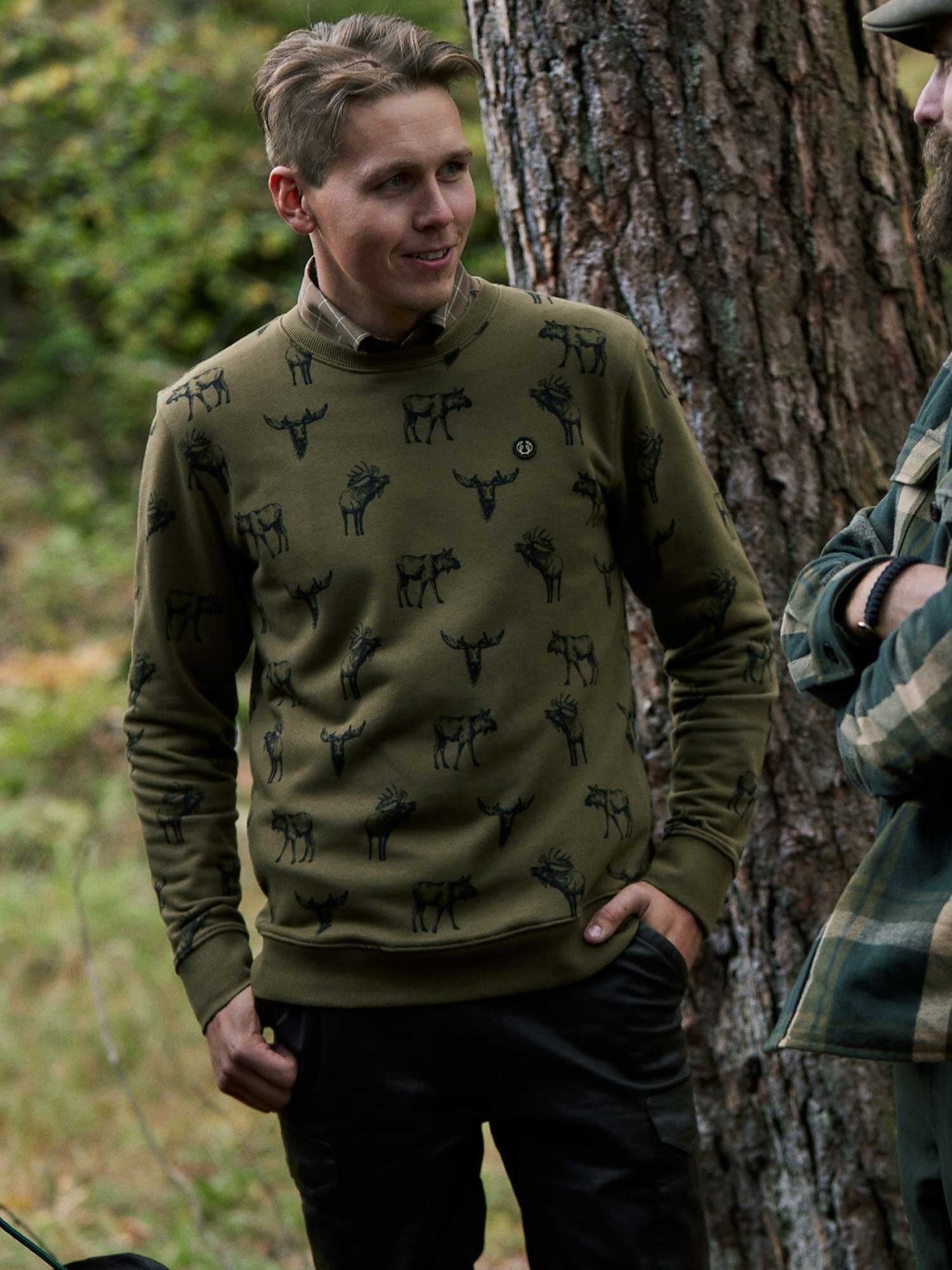 Moose Sweatshirt Men - Forest Green Moose - 20