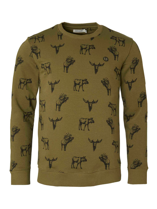 Moose Sweatshirt Men - Forest Green Moose - 1