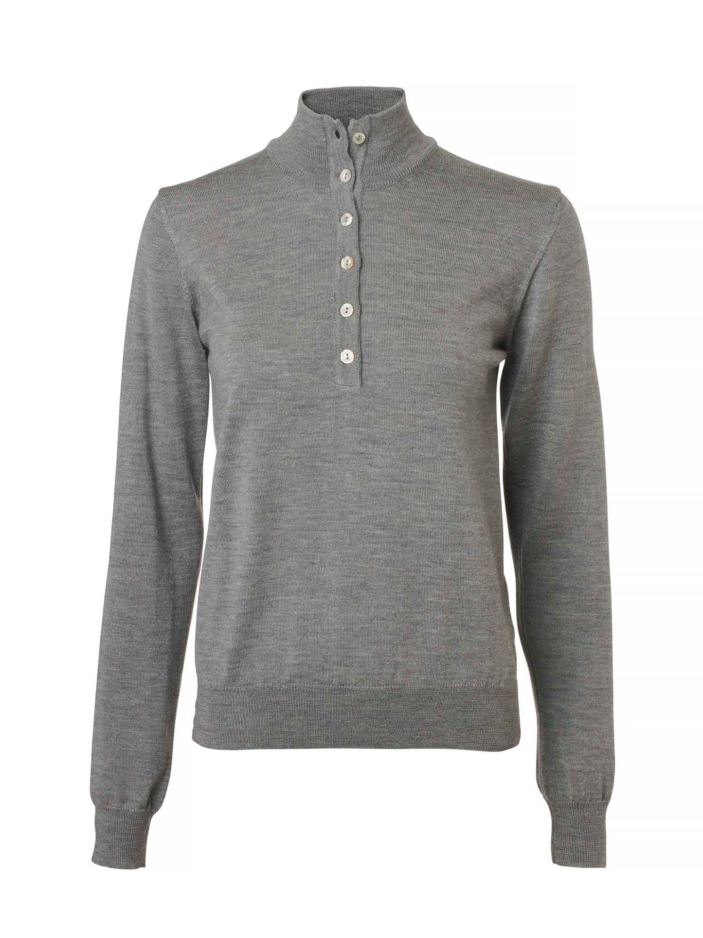 Blaise Buttoned Merino Pullover Women - Smoked Grey - 1