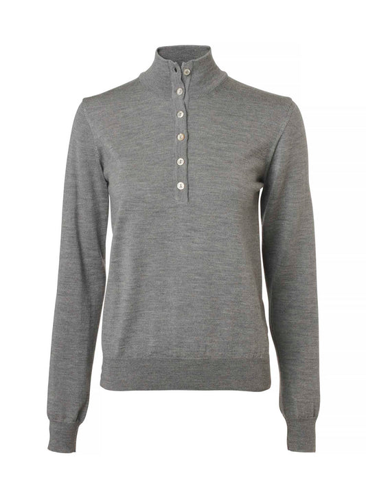 Blaise Buttoned Merino Pullover Women - Smoked Grey - 1