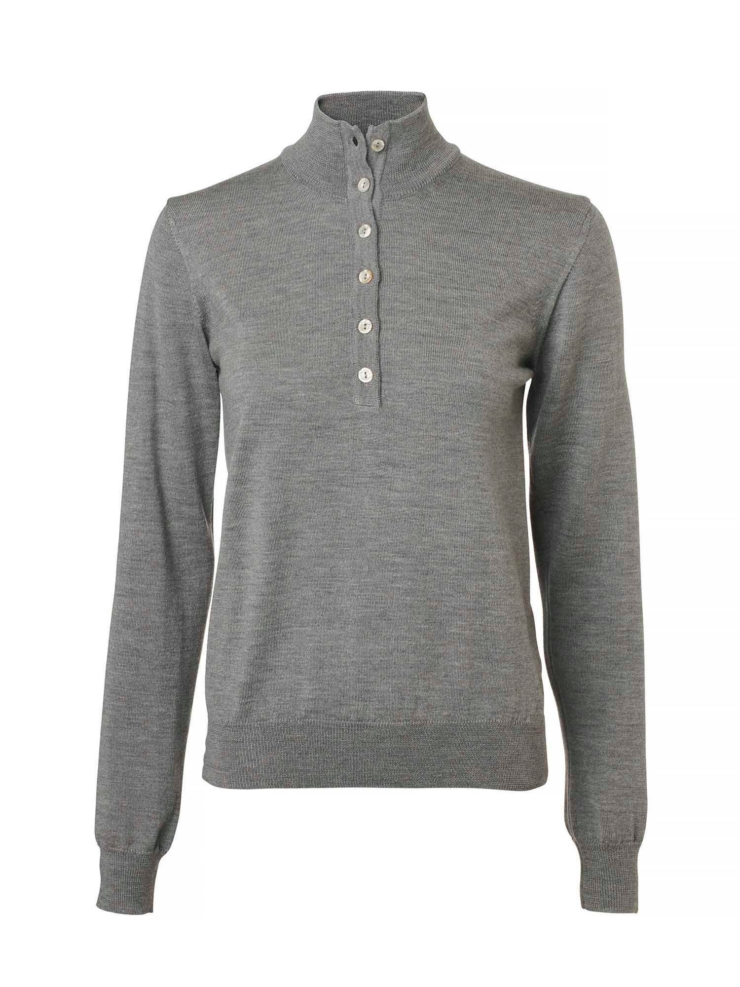 Blaise Buttoned Merino Pullover Women - Smoked Grey - 1