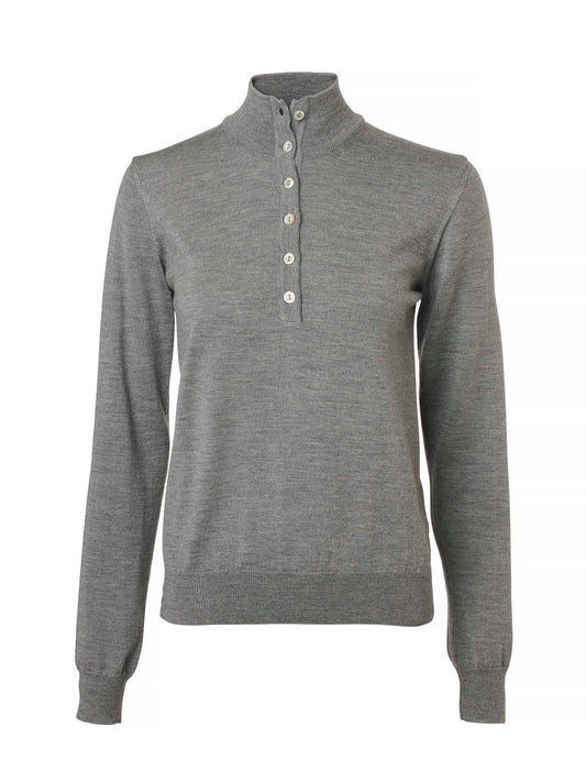 Blaise Buttoned Merino Pullover Women - Smoked Grey - 1